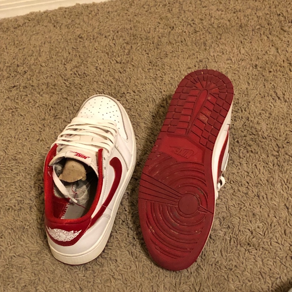 Jordan one low red white varsity
